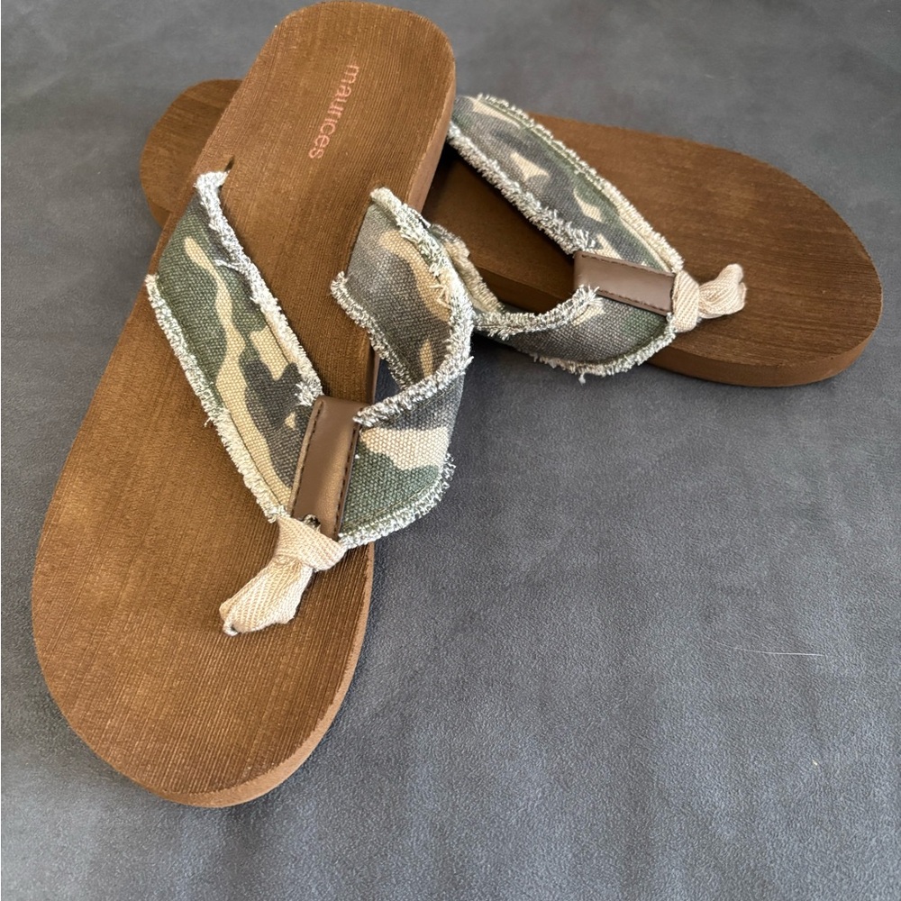 Maurices Camouflage Sandals with Brown Sole